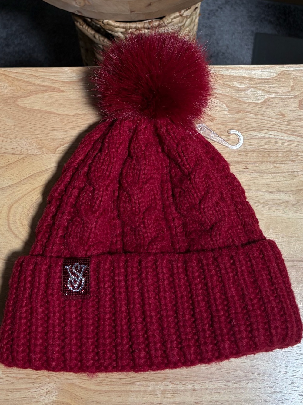 Victoria’s Secret - Red Knit “VS” Pom-Pom Beanie